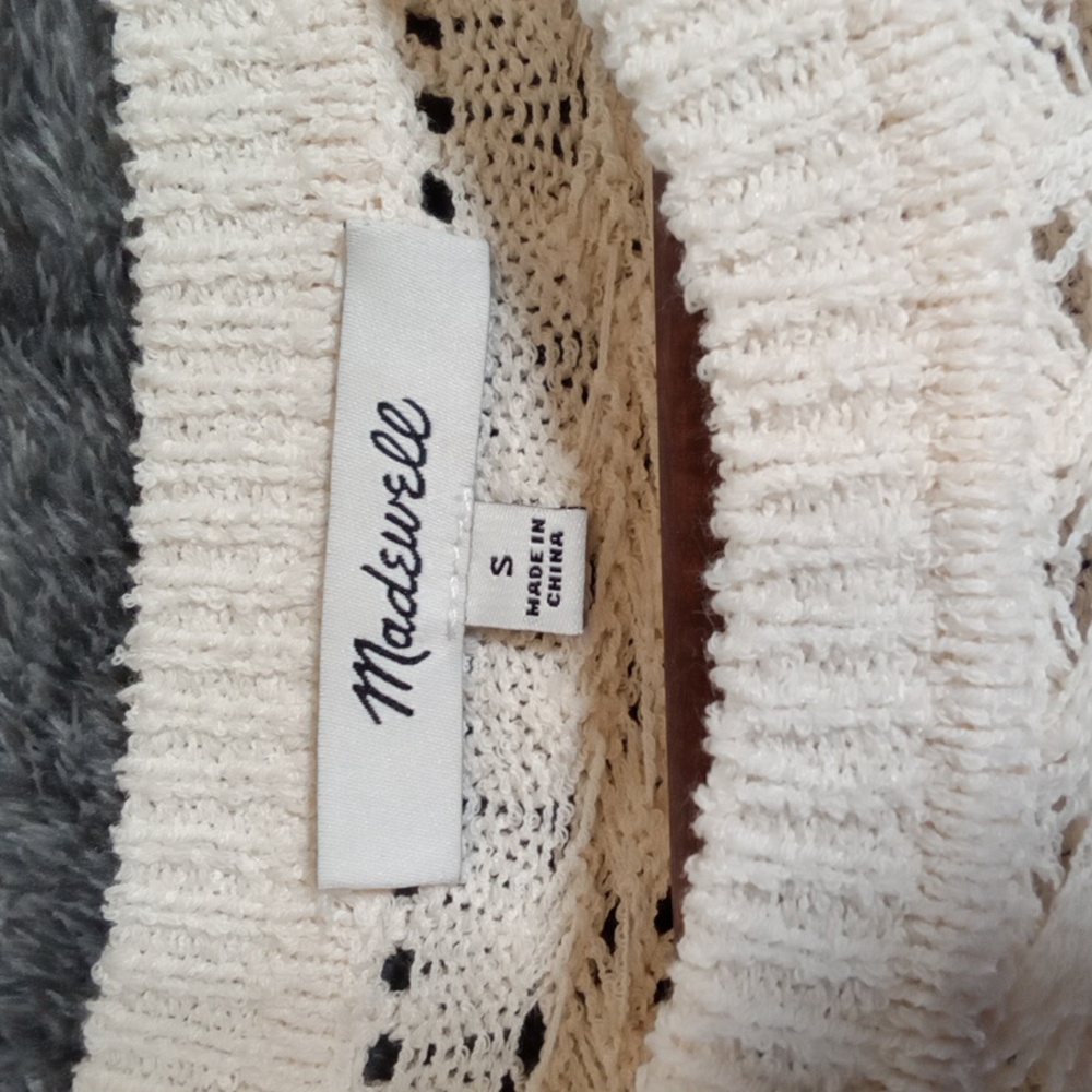 Madewell Scalloped Trim Sweater Croche Baloon Sleeves 2025 Womens Small - Picture 4 of 11